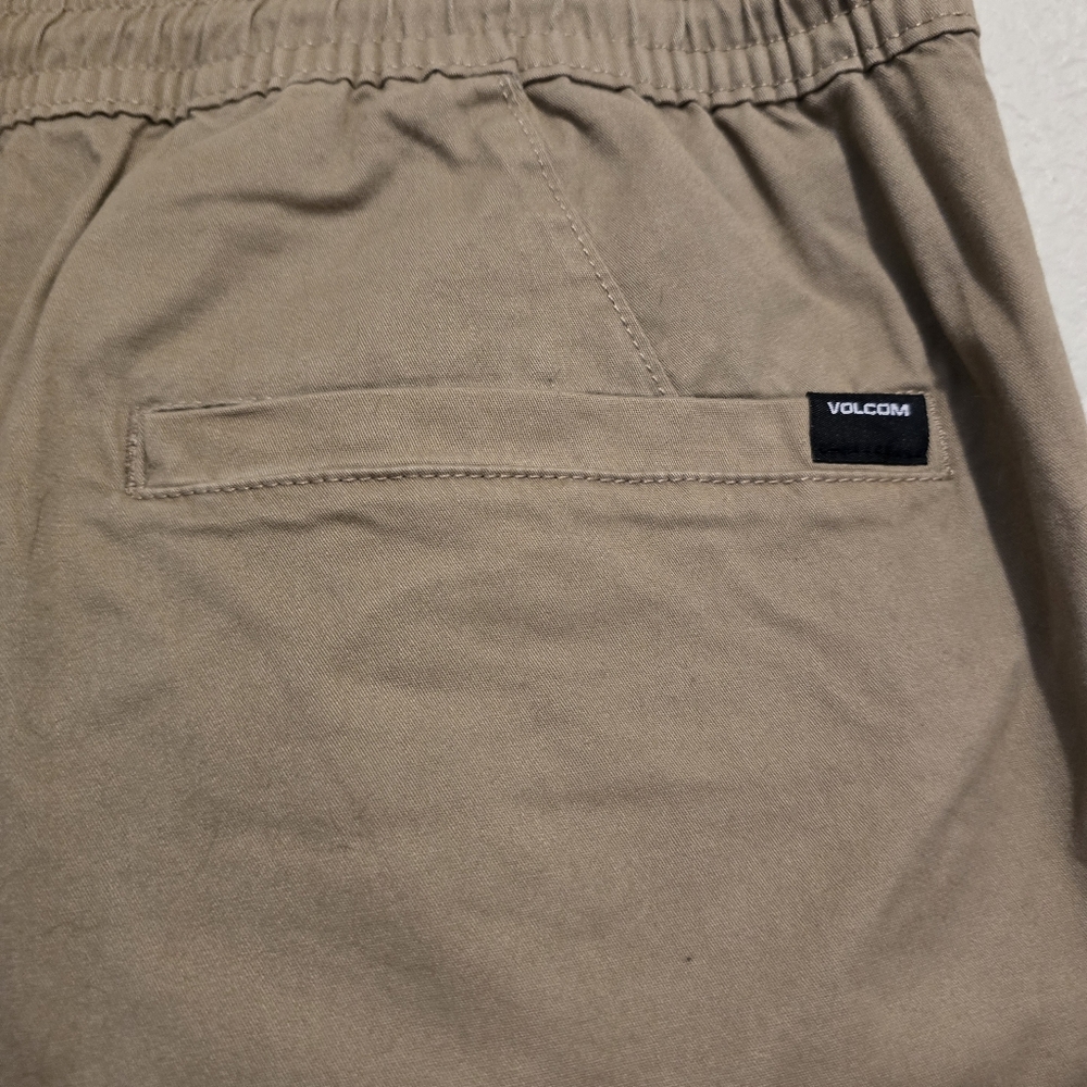 VOLCOM Mens Khaki Jogger Pant Sinched Cuff Stretch Waistband Casual Gorp Size L - Picture 14 of 15